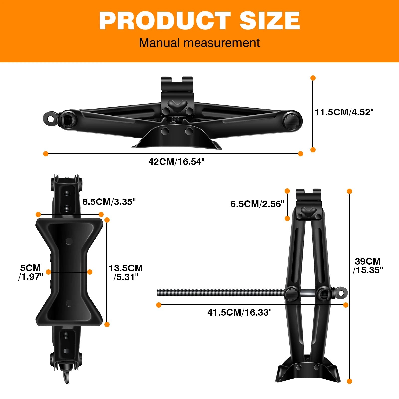 2Ton Mechanical Manual Scissor Jacks With Stabilizer Base & Handle For Car/SUV